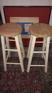 Two wooden stools good condition