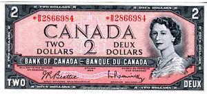  UNC Canadian $2 Replacement Bill