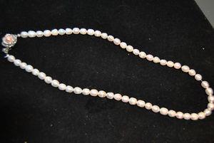 Vintage Pearl Necklace Silver Clasp