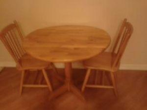 Wanted: Solid wood round drop leaf table & 2 chairs