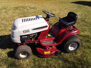 White 38in ride-on lawnmower