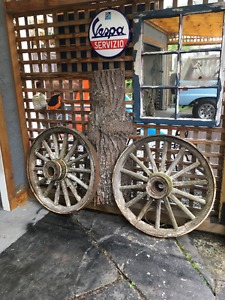 sets of vintage wagon wheels great for making large bench