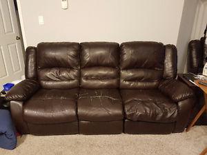 $100 leather reclining couch