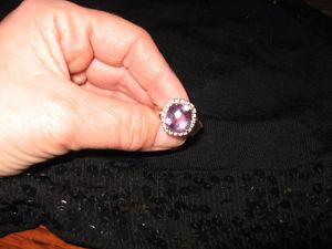 14KT white gold ladies amethyst and diamond ring