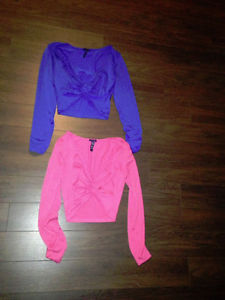 2 LIKE NEW URBAN PLANET CROP TOPS BLUE AND PINK