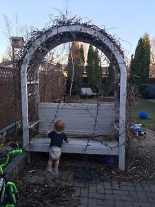 Backyard bench arch