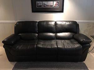 Black Bonded Leather Reclining Sofa