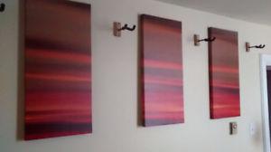 Canvas on frame triptych.