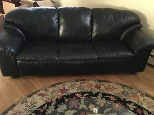 Genuine Black Leather Sofa