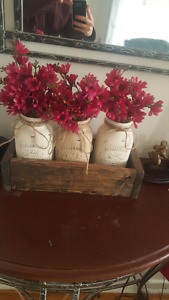 Mason jar rustic flower vases and box