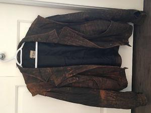 Men's Vintage Marble Brown Leather Jacket