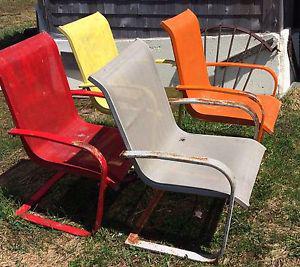 Set of 4 Vintage Metal Lawn Chairs