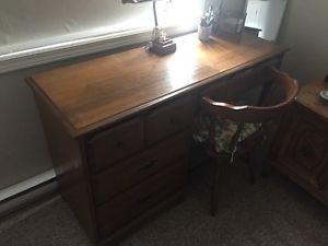 Solid Wood Desk & Matching Chair For Sale