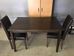 Solid wood dining table with 2 chairs