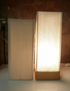 Table Lamp On A Wooden Base With A Nice Lamp Shade