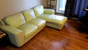 Tan Leather Chaise Couch