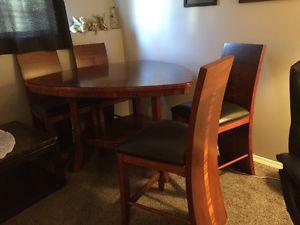 Triangle Shaped Table, 4 Chairs & Bench