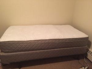 Twin pillow top mattress with box doing and metal frame