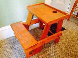 Vintage Hand Crafted Pine Toddlers Desk, 22" x 21" x 19"