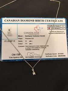 0.11Ct Princess cut Diamond necklace in sterling silver
