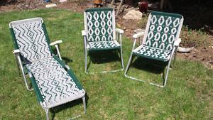 3 macramé lawn chairs