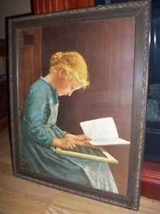 ANTIQUE  "THE HOME LESSON" PICTURE
