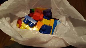 Bag full of Lego blocks