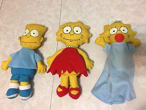 Bart, Lisa, & Maggie Simpson rag dolls
