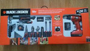 Black & Decker Cordless Drill with 64-Piece Tool Set +