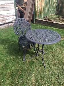 For sale: metal table and chair -$40. OBO