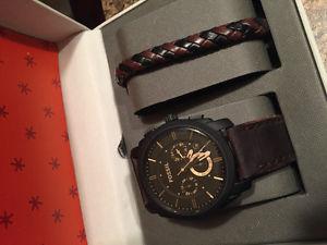 Fossil Machine Watch Brown Leather