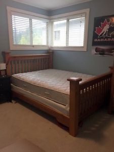 Free Queen Pine Bed / mattress and Box spring