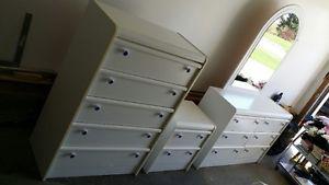 Girls 3 piece white bedroom dresser set