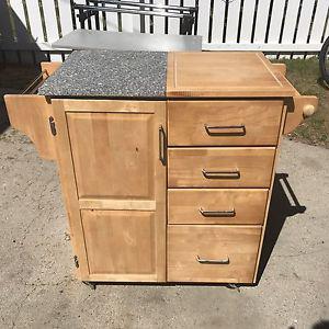 Rolling kitchen island with granite top