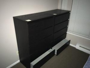 *** Sold *** Ikea Malm Dressers (qty 2) in black/brown