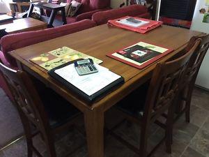 Solid Oak Dining Table - 4 Chairs