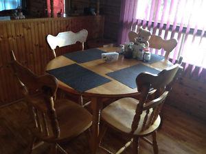 Solid maple table and four chairs