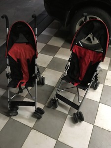 Two collapsible strollers