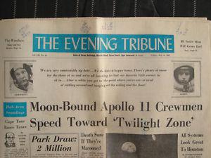 Vintage "The Evening Tribune" July  Moon Bound Apollo
