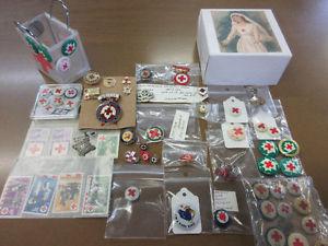 antique vintage red cross pin collection