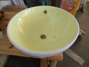 yellow / white counter top basin
