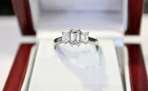 14k white gold 3 emerald diamond ring 1 carat