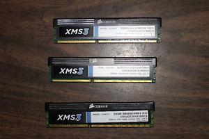 Corsair DDR3 4GB MHz sticks, three available