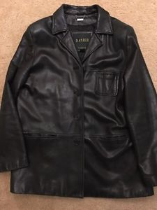 DANIER 3/4 length black leather jacket - size 