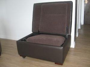 Dark Brown Leather Ottoman/chair
