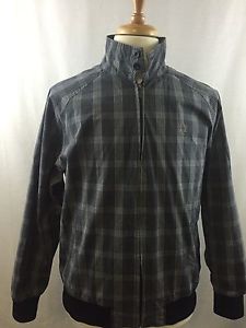 Fred Perry Mens Large Bomber Jacket Grey Plaid