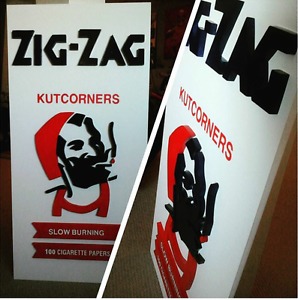 Hand painted zig-zag signs