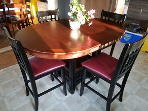 Large Bar Height Dining Table with 4 Chairs