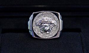 Men's 14k white gold Versace diamond ring 0.35 carats