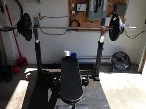Olympic Bench with weights and bar